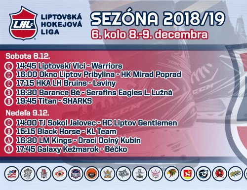 6. kolo LHL 18/19 - výsledky