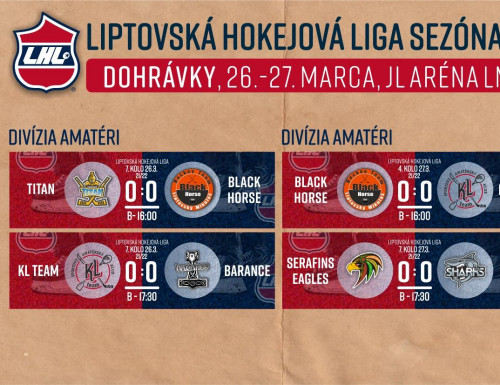 Dohrávky 4. a 7. kola divízie AMATÉRI - B, LHL 2021/2022