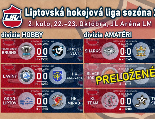 2. kolo LHL - výsledky