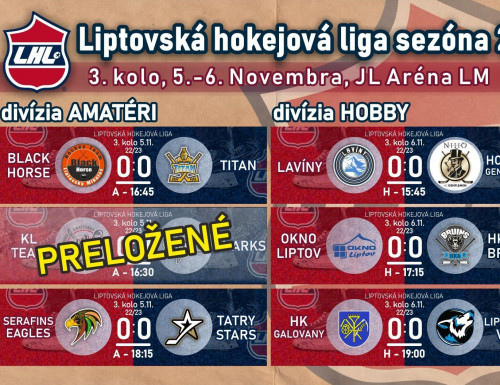 3. kolo LHL - výsledky