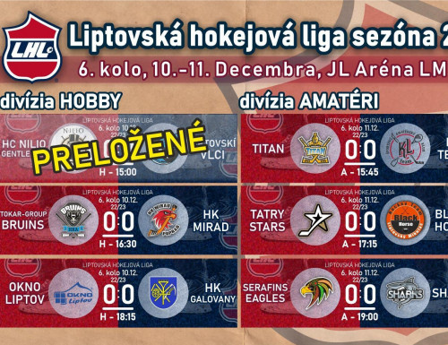 6. kolo LHL - výsledky